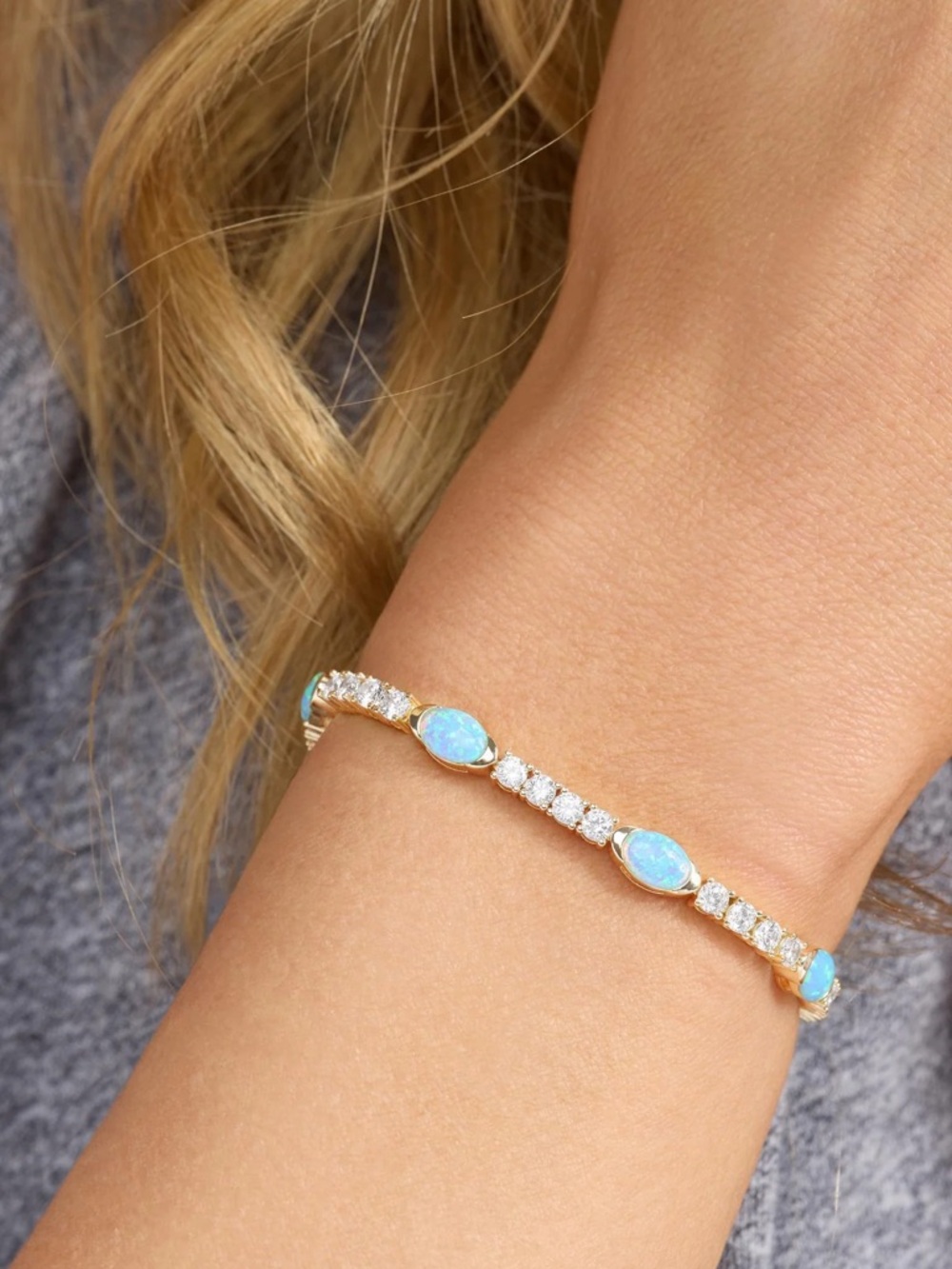 Melinda Maria Gold Bracelet with Blue Opal and Diamondette Stones - Picture 2 of 14